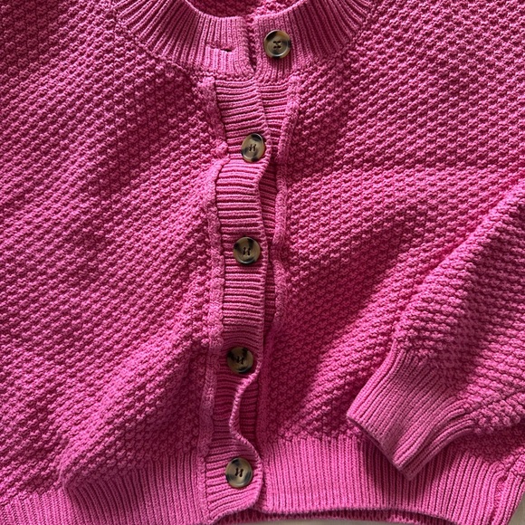 free people lila cardigan in plumdrop (hot pink) - Picture 3 of 5